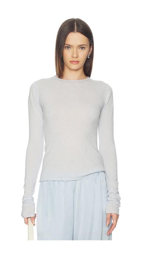 skims sheer cashmere long sleeve top in beige.