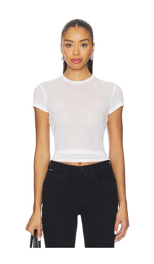 skims sheer cotton crewneck standard t-shirt in white.