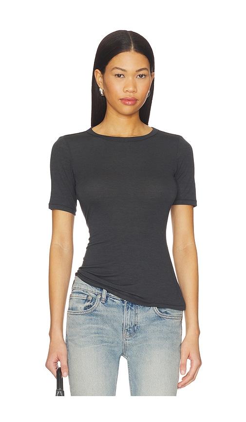 skims sheer modal t-shirt in black.