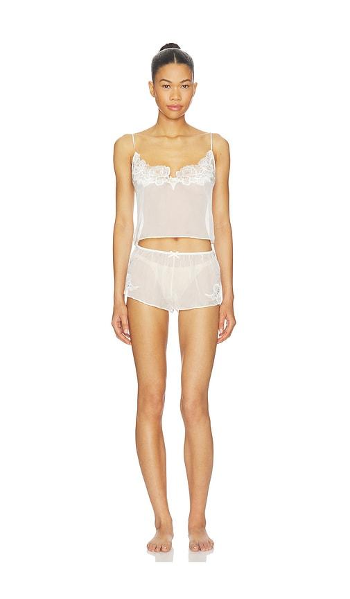 skims skims romance lace cami and short set in ivory.