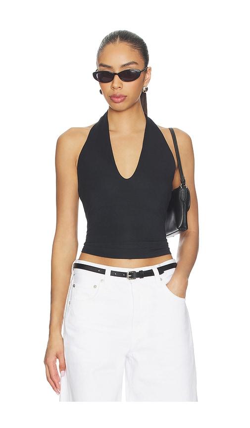 skims smooth layers halter top in black.