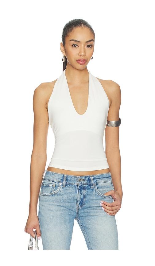 skims smooth layers halter top in white.