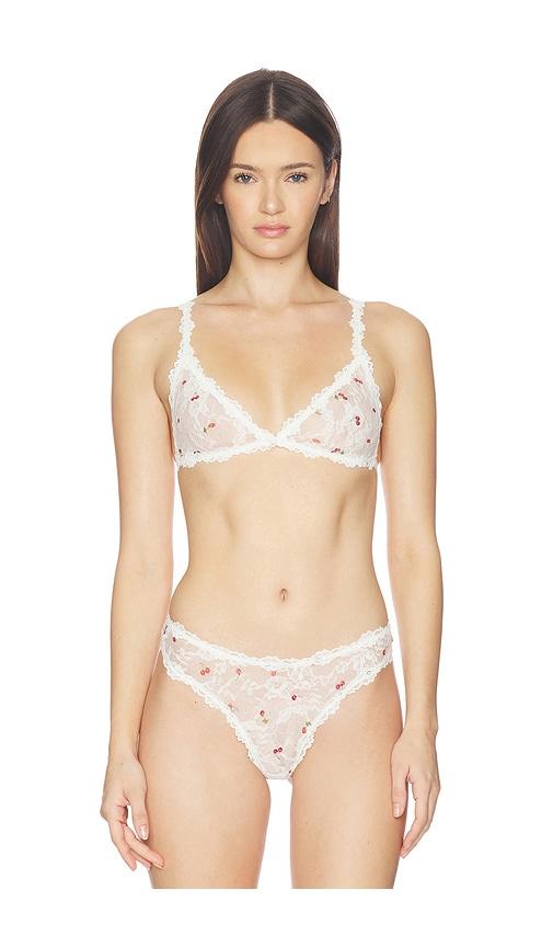 skims stretch lace triangle bralette in ivory.