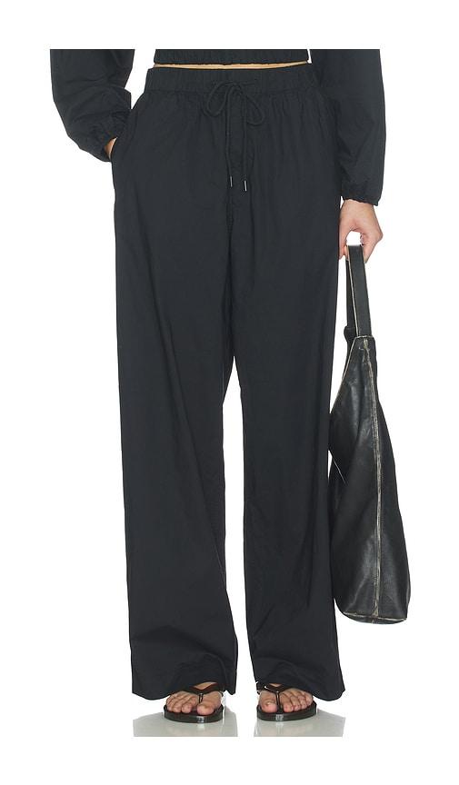 skims swiss cotton sateen oversized drawstring pant in black.