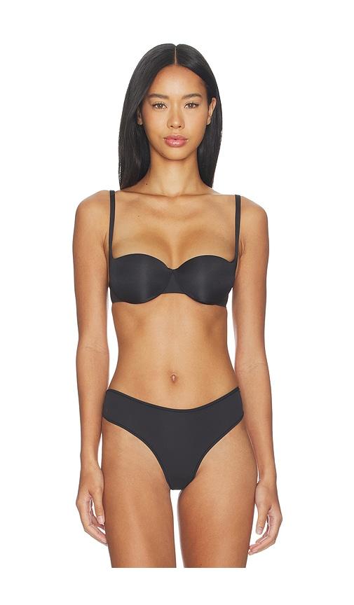 skims ultimate push-up balconette bra in black.