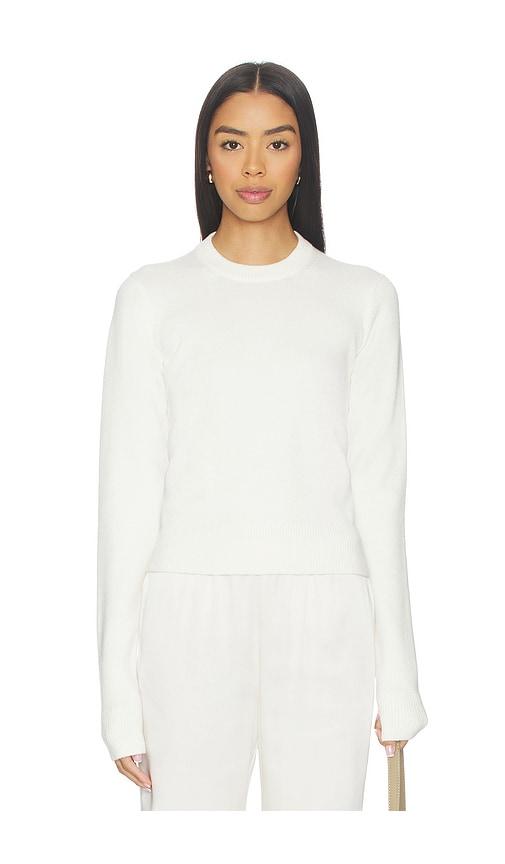 skims wool cashmere crew neck sweater in ivory.