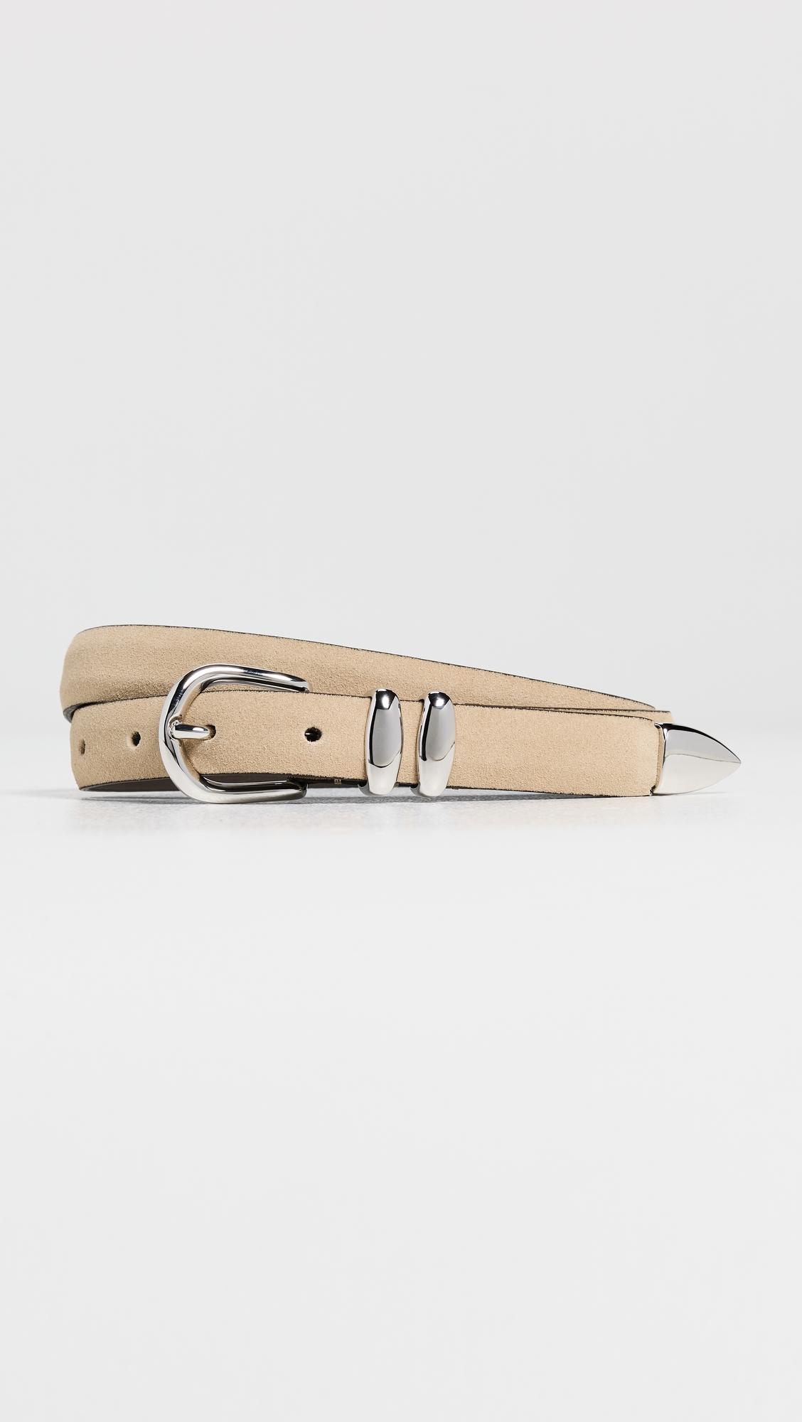 skinny double fastener leather belt