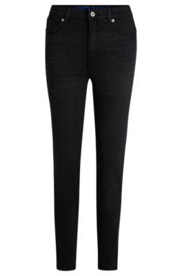 skinny-fit jeans in black stretch denim- black women's jeans