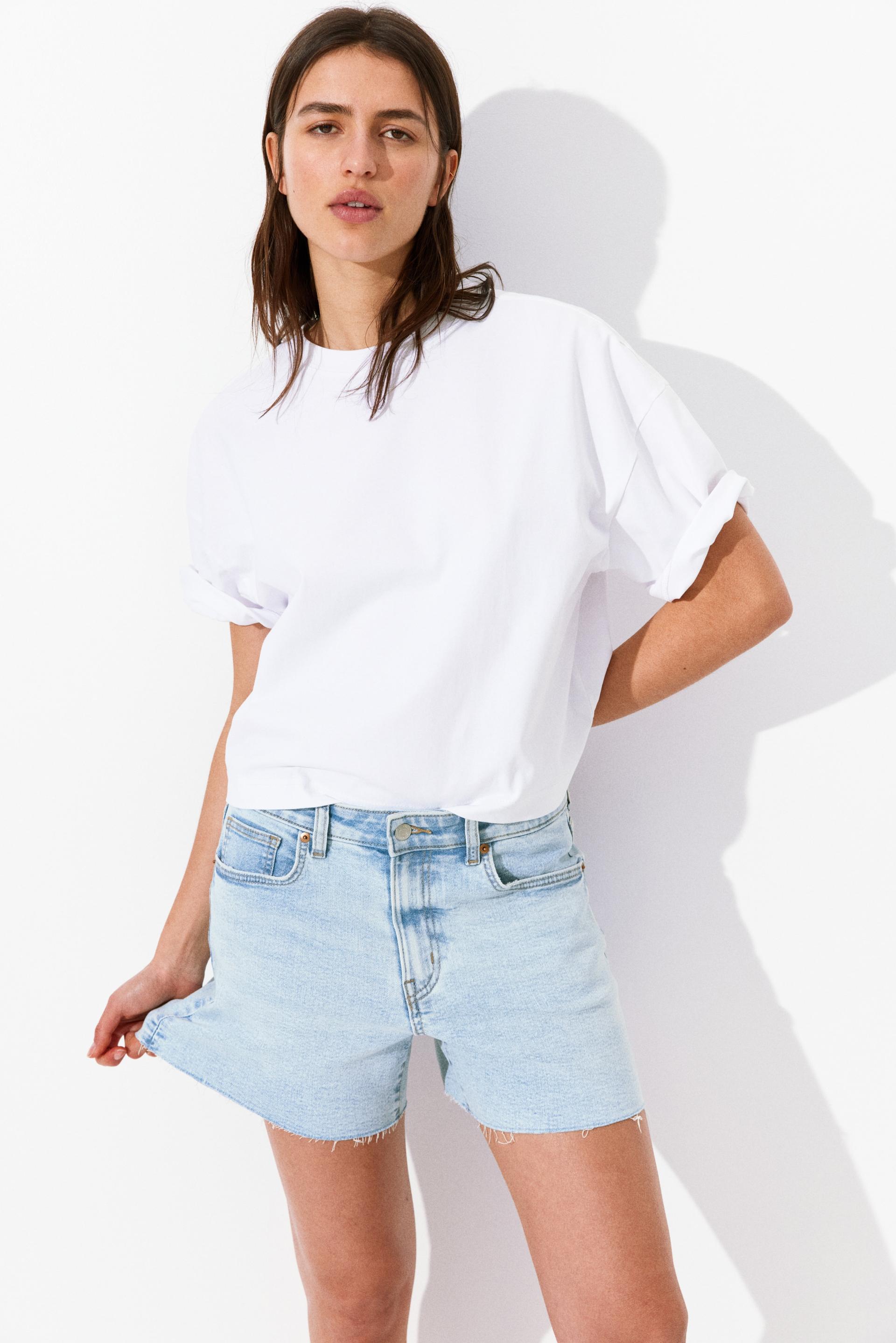 skinny high denim shorts
