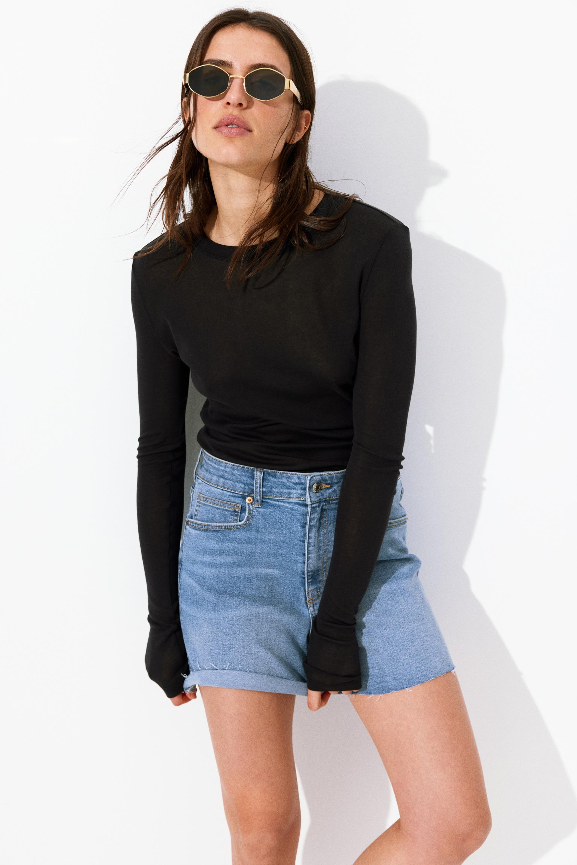 skinny high denim shorts