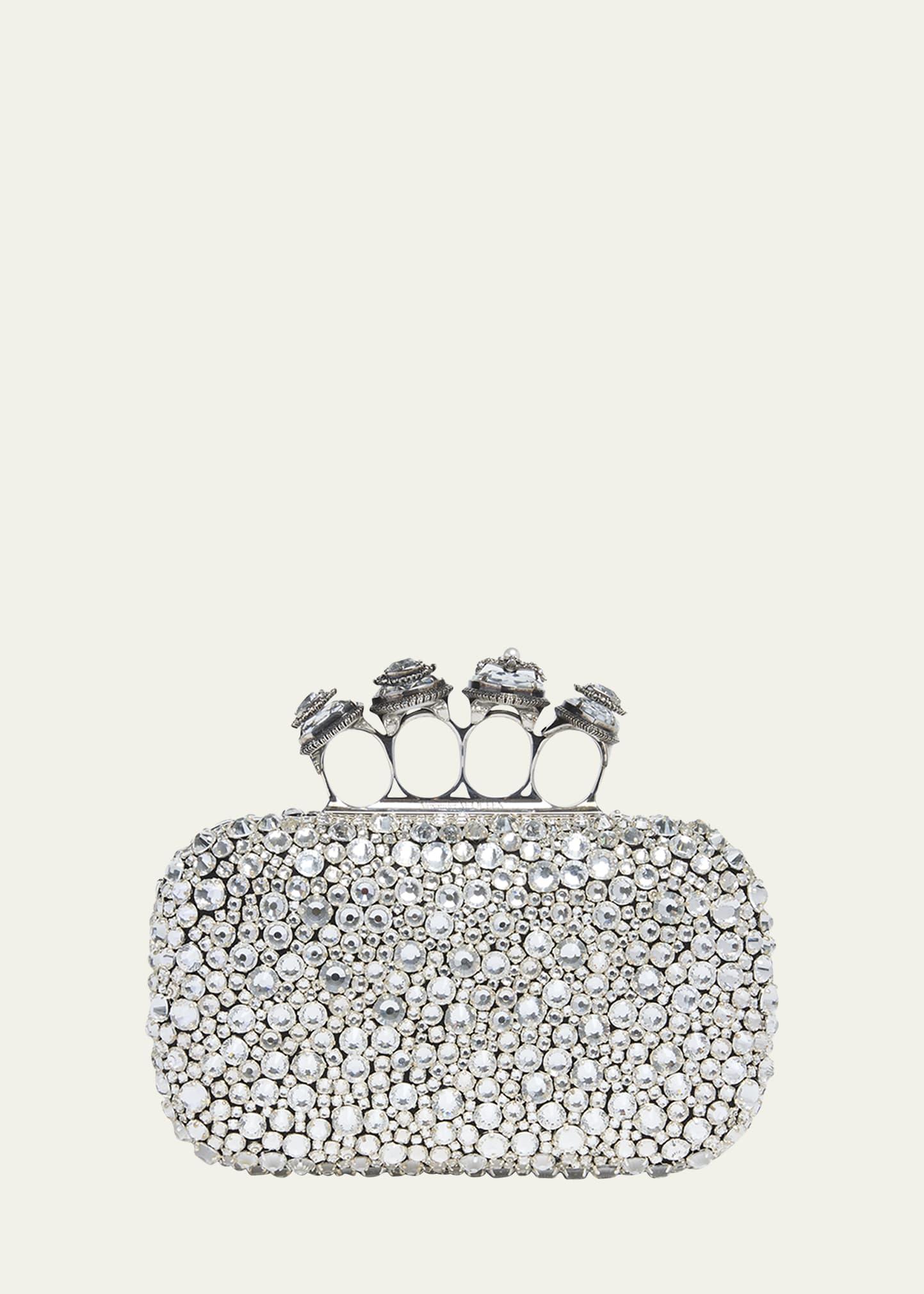 skull spider four ring crystal clutch bag