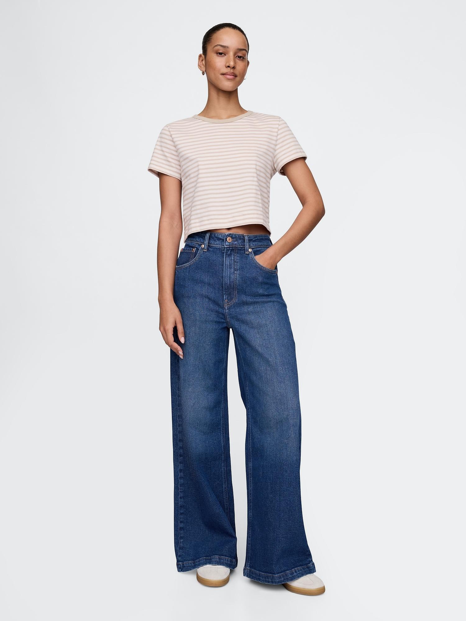 sky high rise stride wide-leg jeans