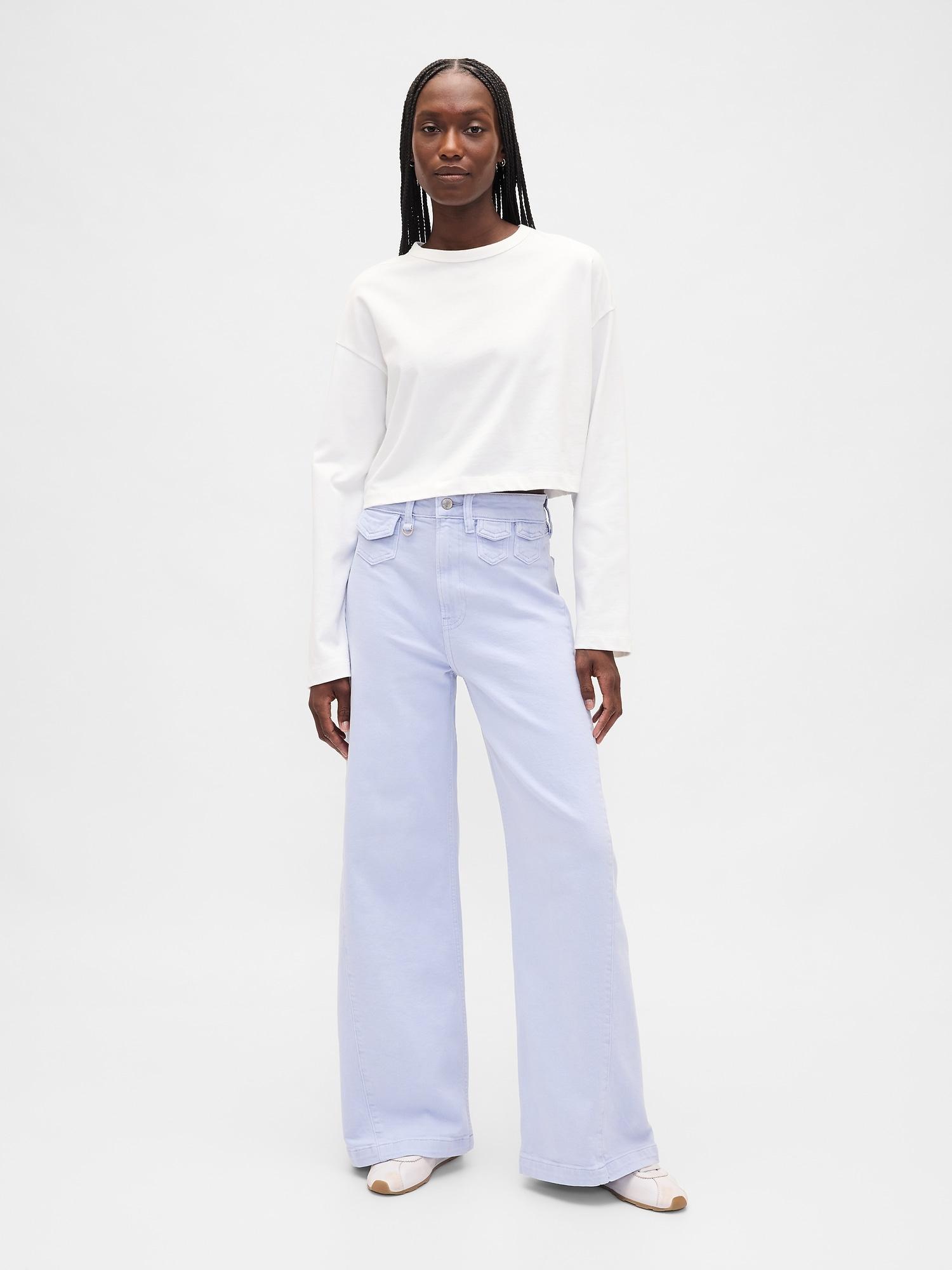sky high rise stride wide-leg jeans