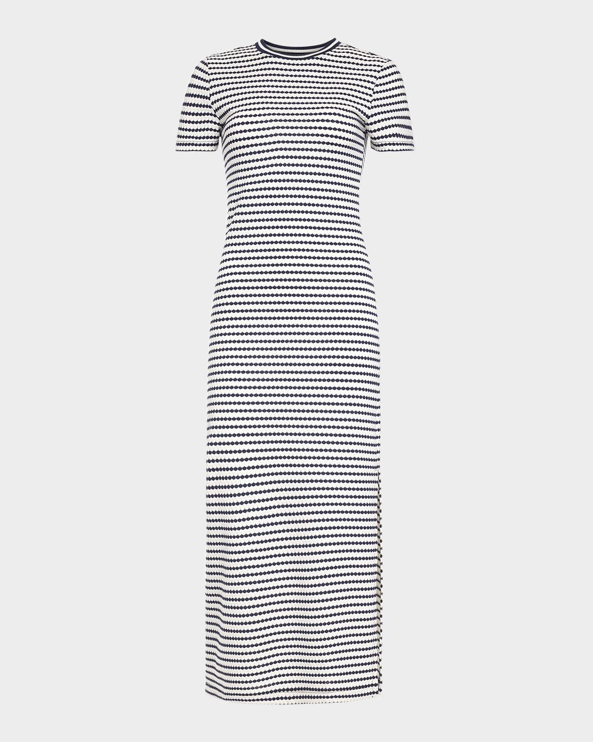 skye stripe short-sleeve midi dress