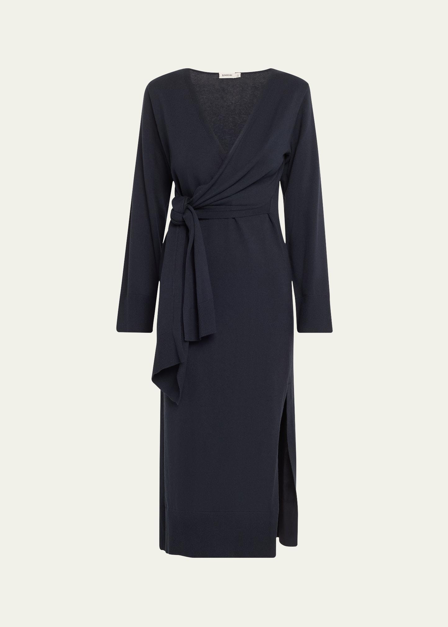 skyla cashmere-blend wrap dress