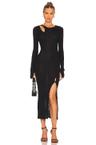 slash long sleeve dress