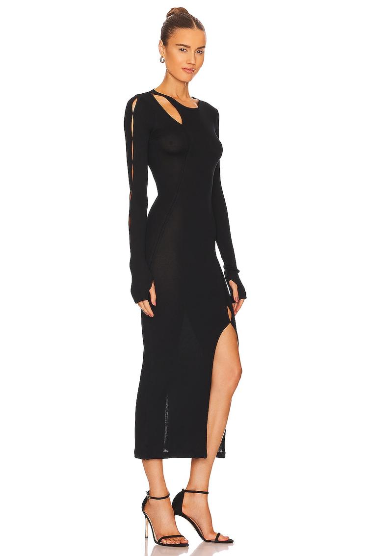 slash long sleeve dress