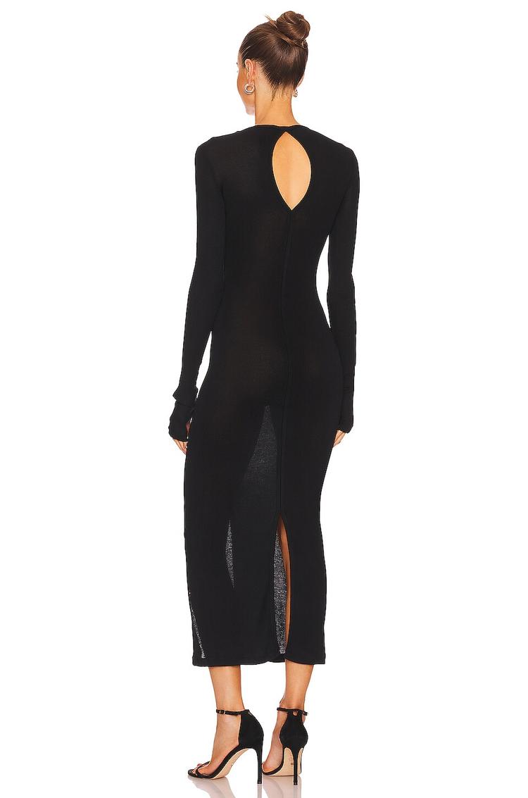 slash long sleeve dress