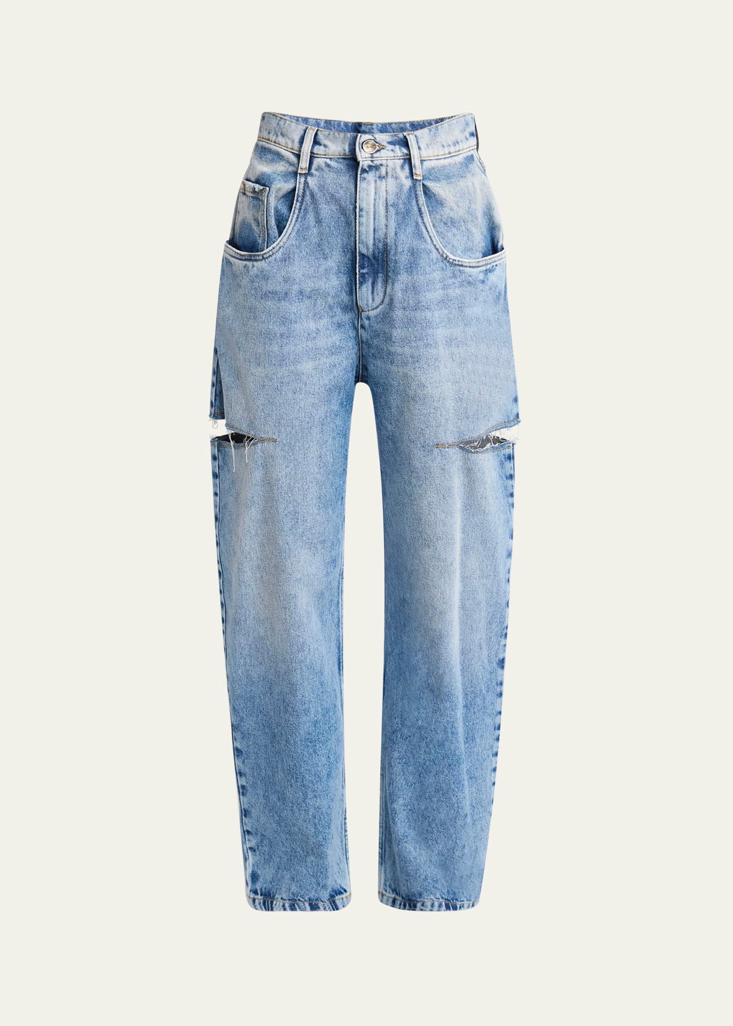 slash-sides wide-leg denim pants