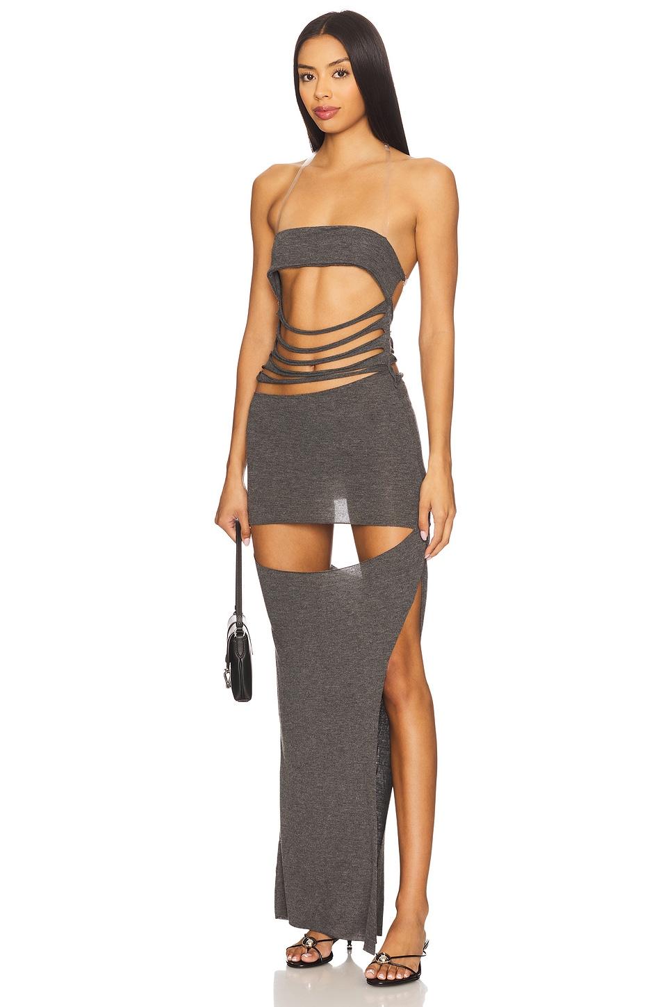 slashed jersey maxi dress