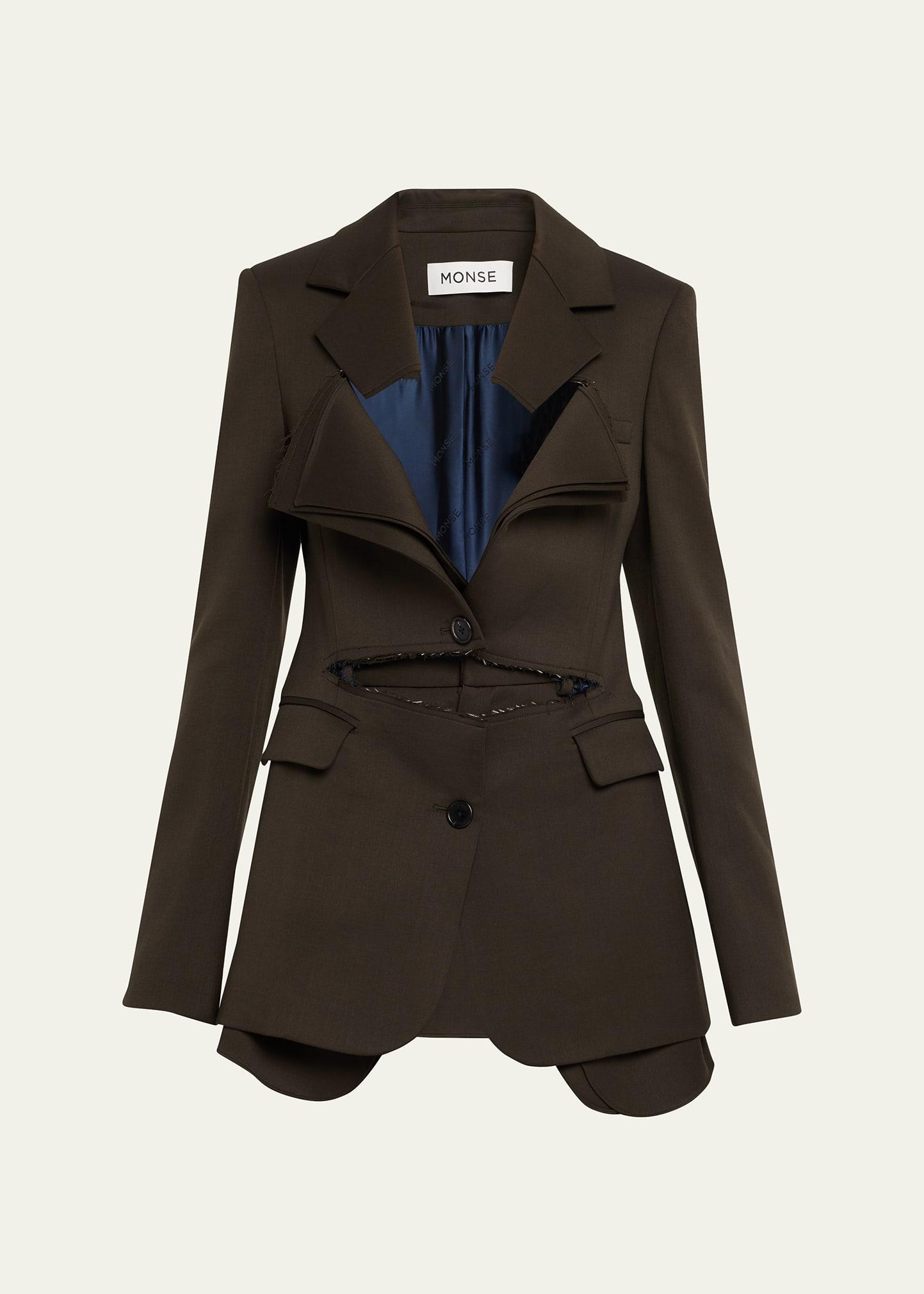 slashed single-breasted blazer jacket