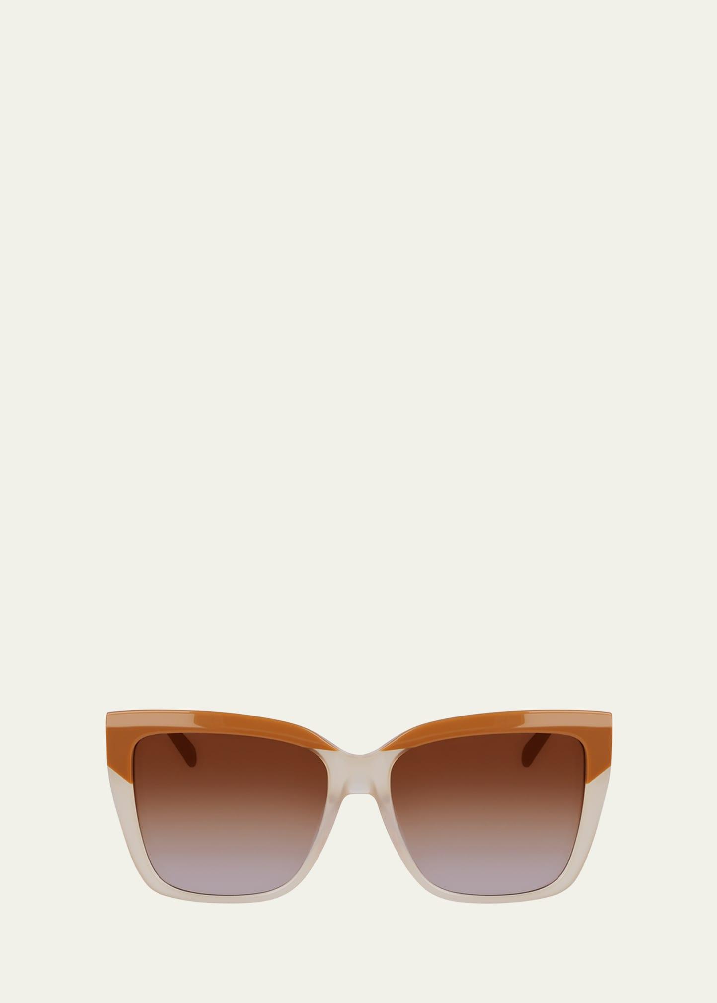 sleek logo acetate square sunglasses