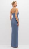 sleek one-shoulder crepe column dress with cut-away slit