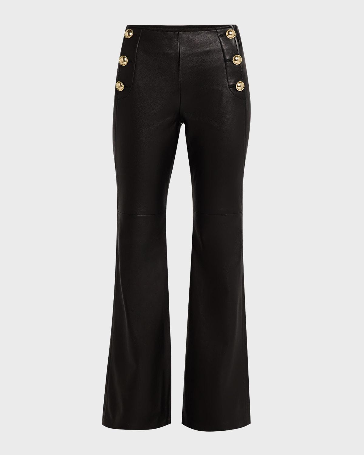 sleek statement flare-leg leather pants