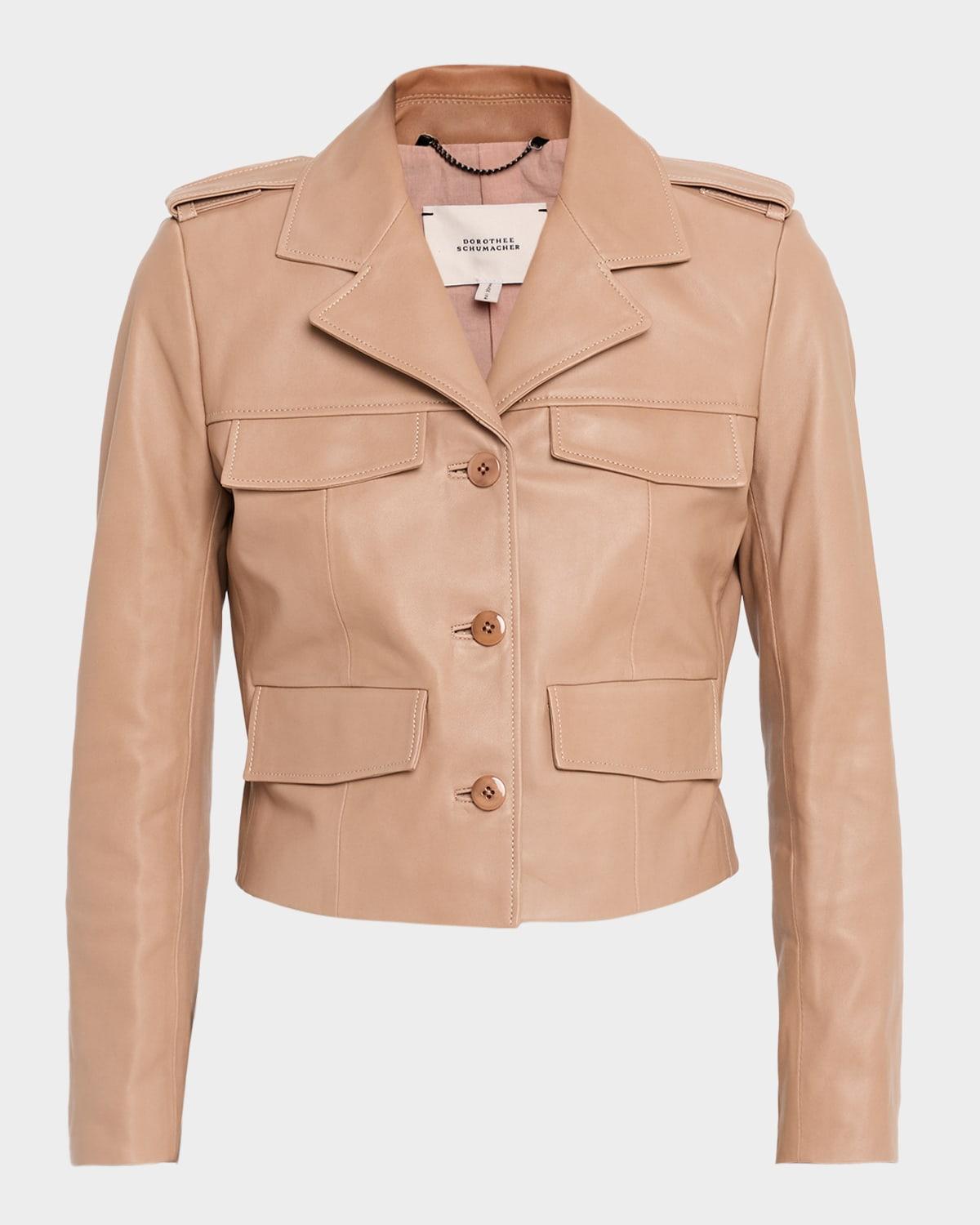 sleek statement i lambskin leather crop jacket