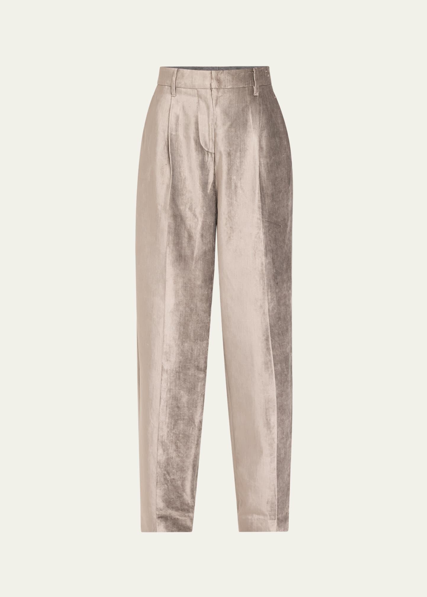 sleek velvet loose straight pants