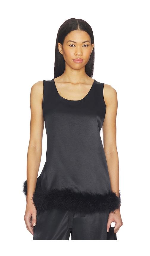 sleeper bisou bisou top with feathers in black.