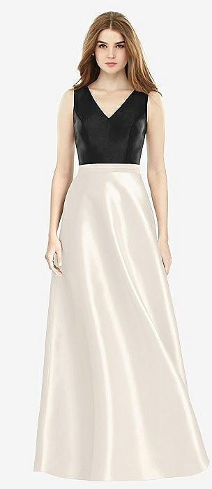 sleeveless a-line satin dress with pockets