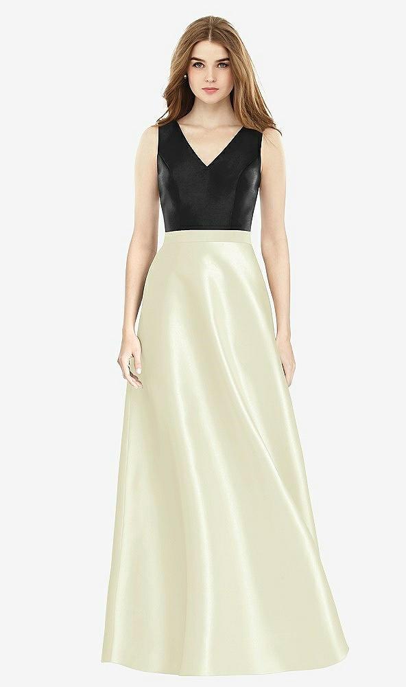 sleeveless a-line satin dress with pockets