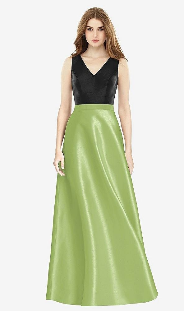 sleeveless a-line satin dress with pockets