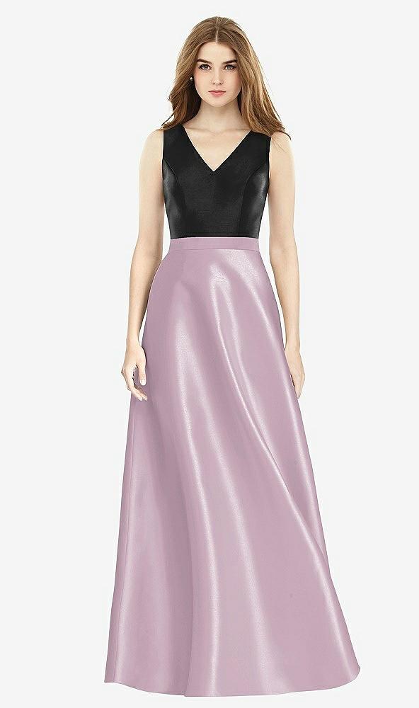 sleeveless a-line satin dress with pockets
