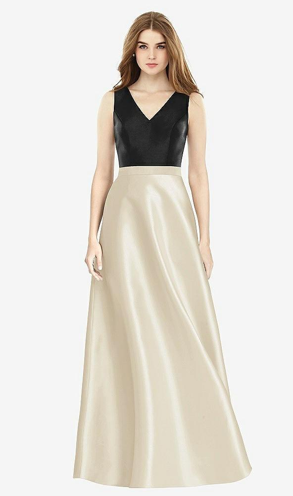 sleeveless a-line satin dress with pockets