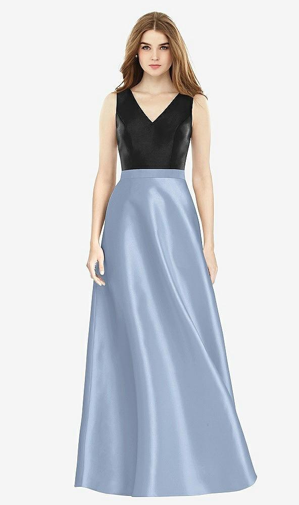 sleeveless a-line satin dress with pockets