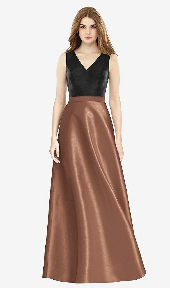 sleeveless a-line satin dress with pockets