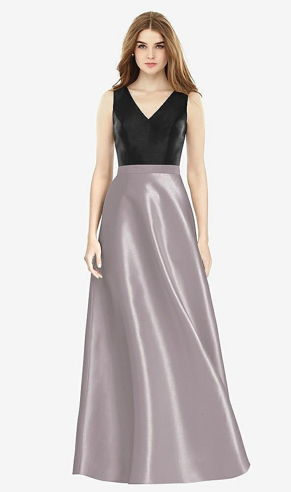 sleeveless a-line satin dress with pockets