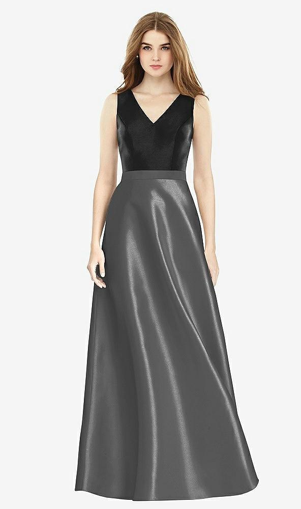 sleeveless a-line satin dress with pockets