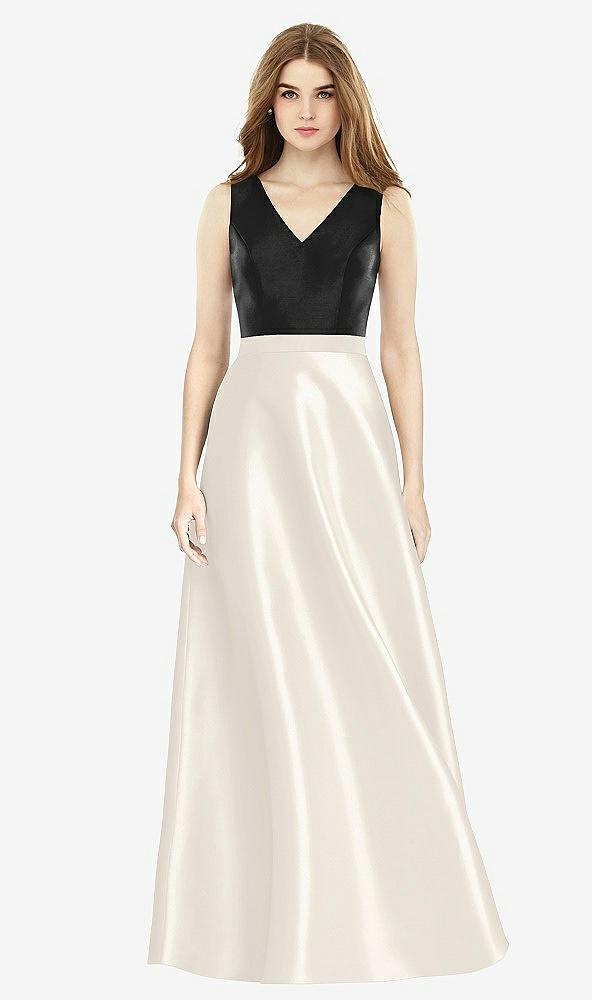 sleeveless a-line satin dress with pockets