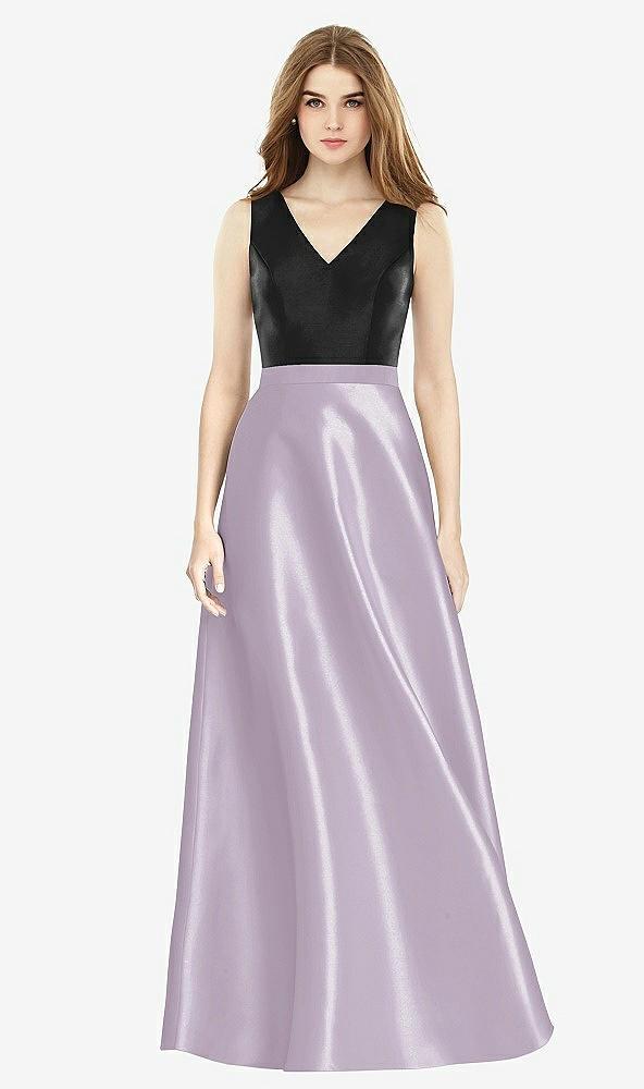 sleeveless a-line satin dress with pockets