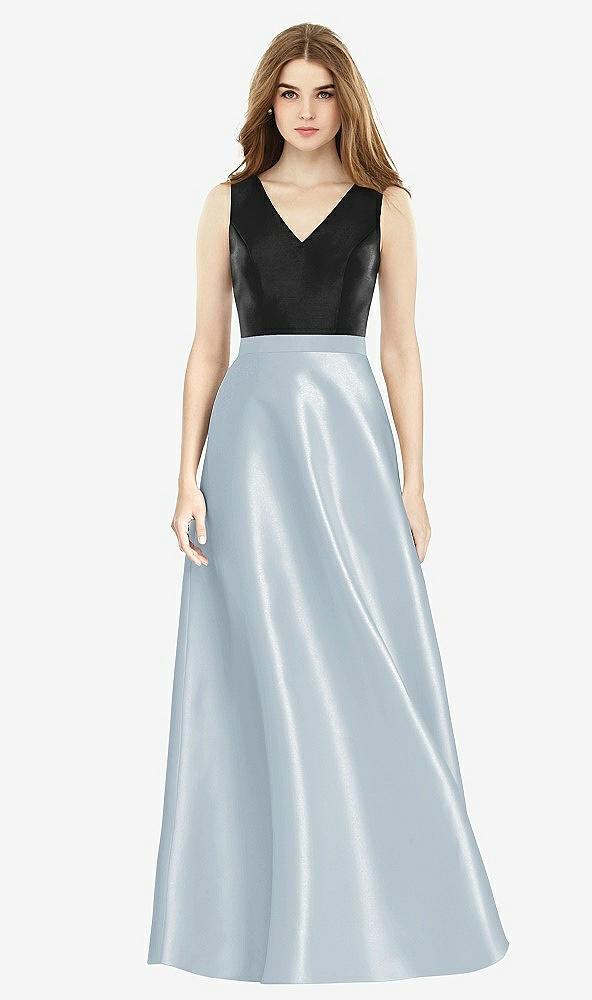 sleeveless a-line satin dress with pockets