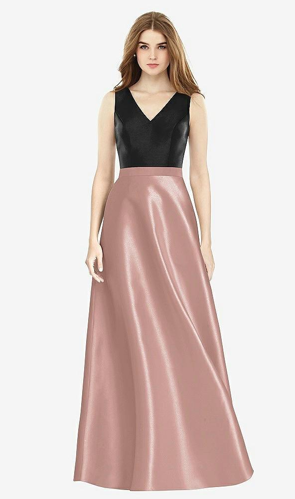 sleeveless a-line satin dress with pockets