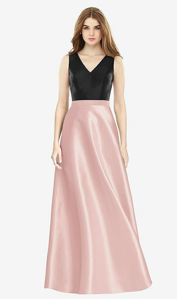 sleeveless a-line satin dress with pockets