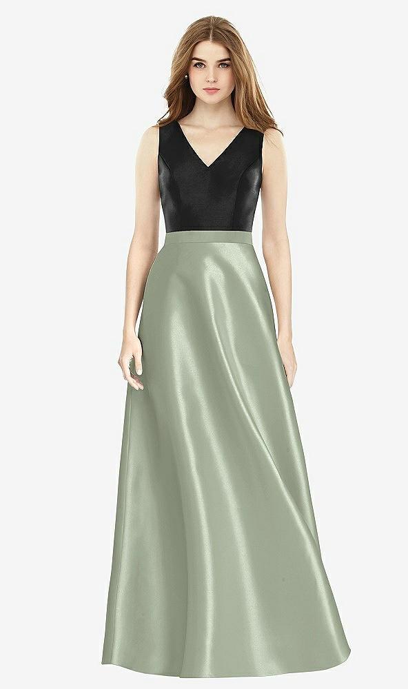 sleeveless a-line satin dress with pockets