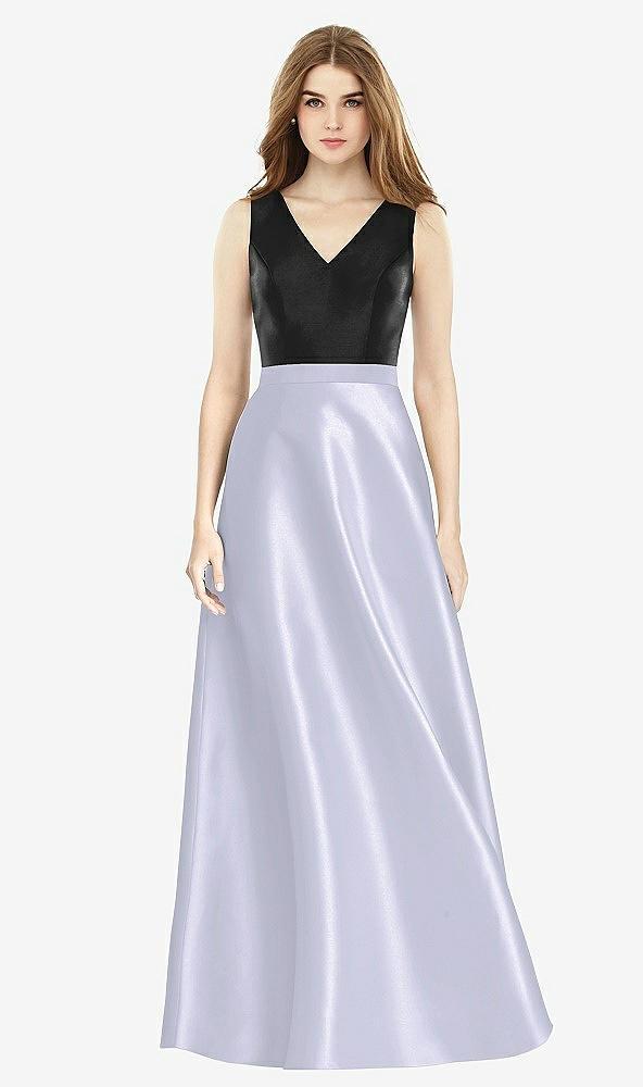 sleeveless a-line satin dress with pockets
