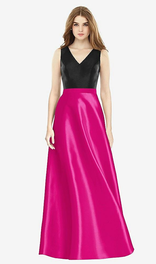 sleeveless a-line satin dress with pockets