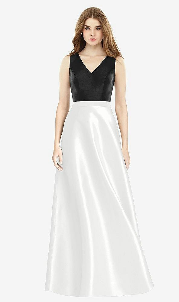 sleeveless a-line satin dress with pockets
