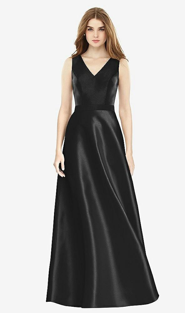 sleeveless a-line satin dress with pockets